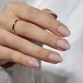 Taro Milkshake Press On Nails – Soft Gel Oval Fake Nails with Complete Application Kit